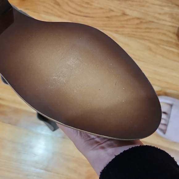 BP Brice Notched Grey Suede Leather Block Heel Boots Size 9 - Picture 4 of 4